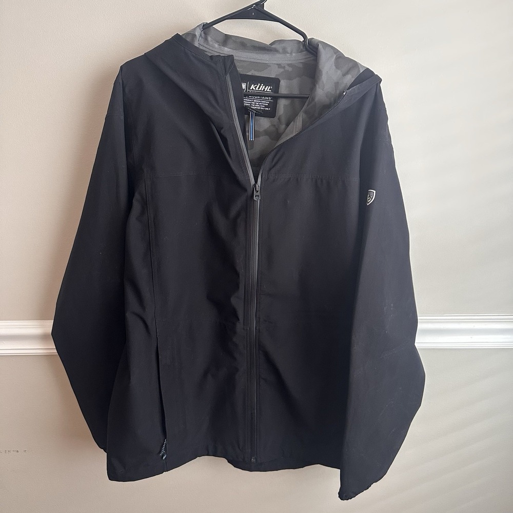 Kuhl Mens Stretch Voyagr Jacket L Black Waterproof Rain Shell 1154 Outdoor